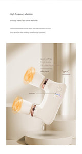 Light yellow Portable Dual Head Mini Massager - 5 Modes, Quiet Operation, USB-C Rechargeable - 45-Degree Angle