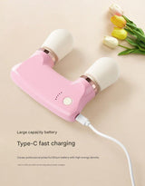 Light yellow Portable Dual Head Mini Massager - 5 Modes, Quiet Operation, USB-C Rechargeable - Close-Up Angle