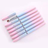 Professional Nail Art Brush Kit (15pcs) - Gradient Handles Manicure Tools - Close-Up Angle