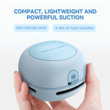 White Cordless Tabletop Crumb Sweeper - USB Rechargeable Mini Vacuum for Desk - Front View