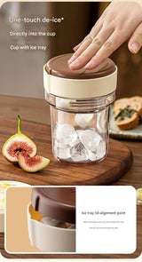 2-in-1 Ice Cube Maker Tumbler - Portable Cup with Integrated Silicone Ice Tray & Lid (1 cup + 1 ice tray) - 45-Degree Angle