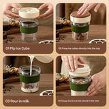 2-in-1 Ice Cube Maker Tumbler - Portable Cup with Integrated Silicone Ice Tray & Lid (1 cup + 3 ice tray) - Side View