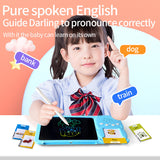 Blue (112 cards, pure English) Kids Interactive Early Education Toy: Combination Card Reader & LCD Drawing Board for Toddlers - Front View