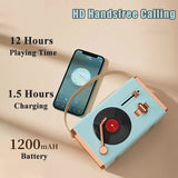 Beige Retro Record Player Style Bluetooth Speaker - Portable Wireless Turntable Design Audio - Rear View