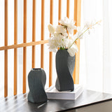 Grey Abstract Twisted Ceramic Vase - Artistic Minimalist Flower Holder for Home Decor (20x10x10cm) - Front View