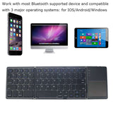 Black Tri-Fold Bluetooth Keyboard with Touchpad - Multi-Device Compatible (iOS/Android/Win) - Side View
