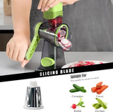 White Rotary Cheese Grater & Vegetable Slicer - Manual Shredder with 3 Interchangeable Drums - Side View