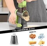 Grey Rotary Cheese Grater & Vegetable Slicer - Manual Shredder with 3 Interchangeable Drums