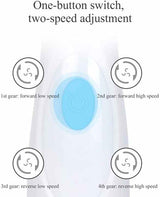 Blue 3-Head Electric Facial Cleansing Brush - Rechargeable Spin Scrubber Kit - Front View