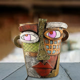 Abstract Face Planter Pot - Artistic Resin Decor for Succulents & Plants (Antique Style - 18.5*18*15CM)