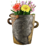 Abstract Face Planter Pot - Artistic Resin Decor for Succulents & Plants (Antique Style - 18.5*18*15CM) - Top-Down View