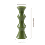 Glossy GreenCeramic Vase - Unique Bamboo-Look Design (25.5x9x7cm) - Front View