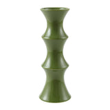 Glossy GreenCeramic Vase - Unique Bamboo-Look Design (25.5x9x7cm) - Side View