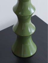 Glossy GreenCeramic Vase - Unique Bamboo-Look Design (25.5x9x7cm) - 45-Degree Angle