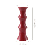Glossy Red Ceramic Vase - Unique Bamboo-Look Design (25.5x9x7cm) - Front View