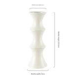 Matte White Ceramic Vase - Unique Bamboo Shape Design (25.5x9x7cm) - Side View