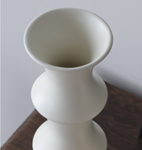Matte White Ceramic Vase - Unique Bamboo Shape Design (25.5x9x7cm) - Top-Down View