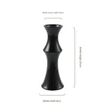 Glossy Black Ceramic Vase - Unique Bamboo-Look Design (20x8x5.5cm) - Front View