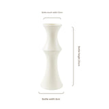 Matte White Ceramic Vase - Unique Bamboo Shape Design (20x8x5.5cm) - Front View