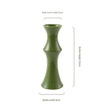 Glossy GreenCeramic Vase - Unique Bamboo-Look Design (20x8x5.5cm) - Front View