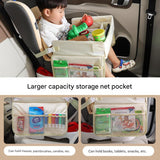 Kids Car Seat Travel Tray - Waterproof Lap Desk with Storage Pockets (Beige Bear - Square) - Rear View