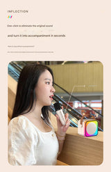 Pink Fun Portable Party Speaker - Karaoke Machine with Two Wireless Microphones and Voice Effects - Front View