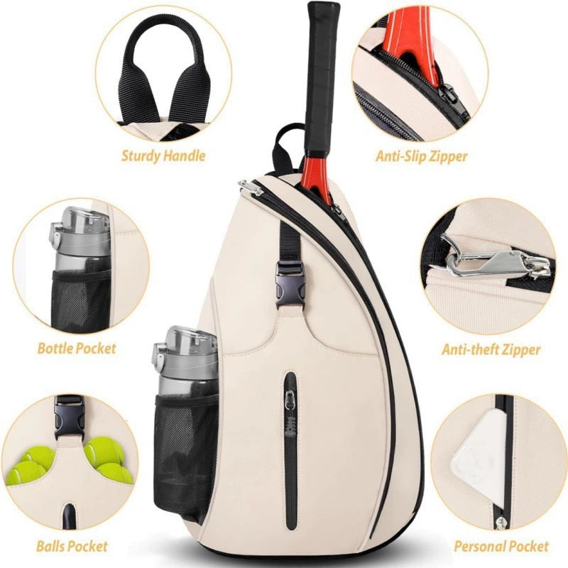 Pink Tennis Pickleball Sling Bag - Crossbody Racket Backpack for Men & Women (33x14x49cm)