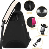 Pink Tennis Pickleball Sling Bag - Crossbody Racket Backpack for Men & Women (33x14x49cm)