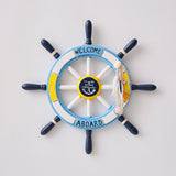 Nautical Wooden Rudder Wall Decor - 34cm Coastal Home Decor Accent (Yellow Rudder)