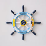Nautical Wooden Rudder Wall Decor - 34cm Coastal Home Decor Accent (Yellow Rudder)
