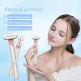 Rose Gold Electric Eye Massager Pen with Red & Blue Light Therapy - Heated Vibration Wand - Front View