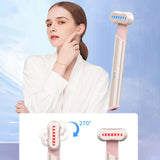 Rose Gold Electric Eye Massager Pen with Red & Blue Light Therapy - Heated Vibration Wand
