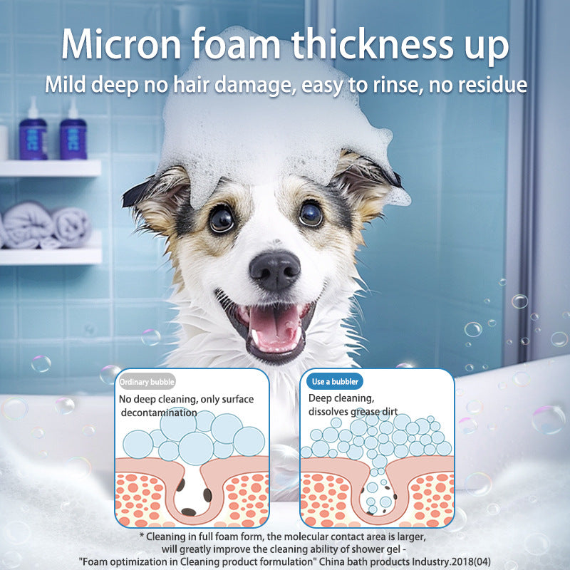 Light blue Electric Pet Shampoo Foamer Gun - Dense Foam, Quiet Operation, Easy Bath