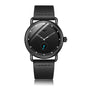 Black Elegant Men's Watch with Leather Band - Small Seconds, Onion Crown Detail