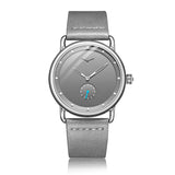 Silver Elegant Men's Watch with Leather Band - Small Seconds, Onion Crown Detail