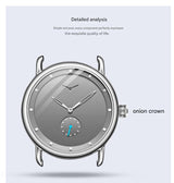 Silver shell black face Elegant Men's Watch with Leather Band - Small Seconds, Onion Crown Detail - Side View