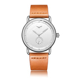Brown Elegant Men's Watch with Leather Band - Small Seconds, Onion Crown Detail