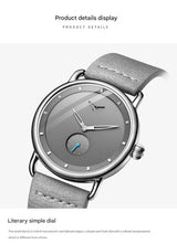 Brown belt black surface Elegant Men's Watch with Leather Band - Small Seconds, Onion Crown Detail