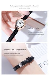 Rose shell white plate leucorrhea Delicate Women's Watch - 20mm Roman Numeral Dial, Leather Strap