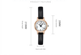 Rose shell white plate leucorrhea Delicate Women's Watch - 20mm Roman Numeral Dial, Leather Strap - Top-Down View