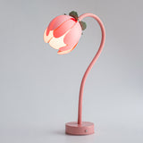 Pink LED Tulip Desk Lamp - Flexible Gooseneck, Decorative Flower Table Light - Side View