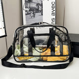 Black transparent Multi-Purpose Clear PVC Bag - Travel, Fitness, Storage Tote (50x32x18cm) - Front View