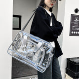 Silver transparent Multi-Purpose Clear PVC Bag - Travel, Fitness, Storage Tote (50x32x18cm)