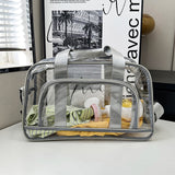 Silver transparent Multi-Purpose Clear PVC Bag - Travel, Fitness, Storage Tote (50x32x18cm) - Front View