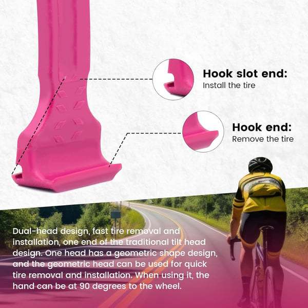 Pink+Black Easy-to-use bicycle tire levers - quick tire removal and installation tool