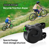 Bike Tow Strap with Automatic Shrinkage - Parent-Child Cycling Assist Rope (450lbs Capacity) - Front View