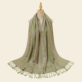 Green Elegant Retro Paisley Print Scarf for Women - Soft Fashion Shawl Wrap 185x70cm