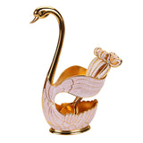 Elegant Swan Base Spoon Holder Set with 6 Coffee/Dessert Spoons(Gold and white spoon) - Side View