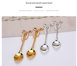 Elegant Swan Base Spoon Holder Set with 6 Coffee/Dessert Spoons(Silver spoon) - Top-Down View