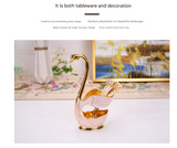 Elegant Swan Base Spoon Holder Set with 6 Coffee/Dessert Spoons(Silver fork) - Top-Down View